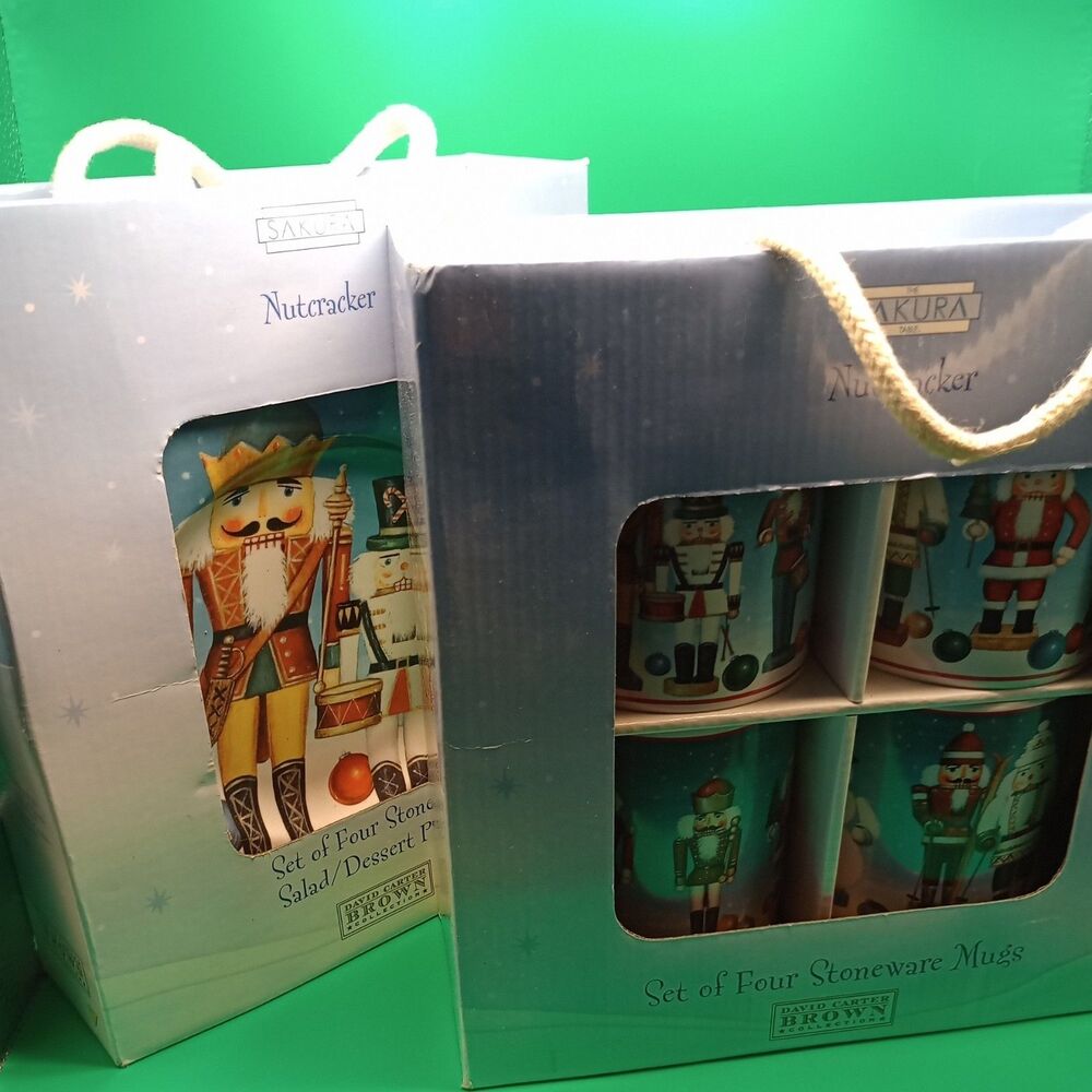 Nutcracker Set Of Four Stoneware Salad/dessert Plates & mug set